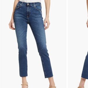 AG Mari Raw Hem High Waist Crop Straight Leg Jeans